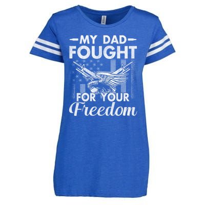 My Dad Is A Veteran Gift For Daughter And Son Enza Ladies Jersey Football T-Shirt