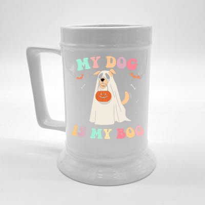 My Dog Is My Boo Spooky Season Ghost Pet Lover Halloween Gift Beer Stein