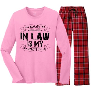 My Daughter In Law Is My Favorite Child Cute Gift Women's Long Sleeve Flannel Pajama Set 