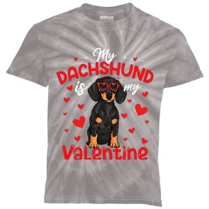 My Dachshund Is My Valentine Dog Dad Mom Love Dog Kids Tie-Dye T-Shirt