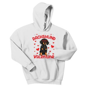 My Dachshund Is My Valentine Dog Dad Mom Love Dog Kids Hoodie