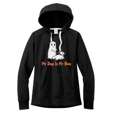 My Dog Is My Boo Ghost Halloween Dog Lover Women's Fleece Hoodie