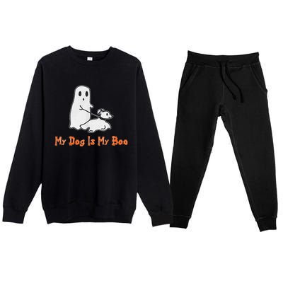 My Dog Is My Boo Ghost Halloween Dog Lover Premium Crewneck Sweatsuit Set