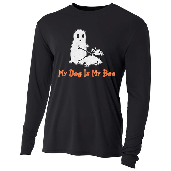 My Dog Is My Boo Ghost Halloween Dog Lover Cooling Performance Long Sleeve Crew