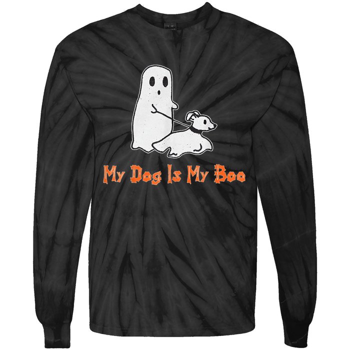 My Dog Is My Boo Ghost Halloween Dog Lover Tie-Dye Long Sleeve Shirt