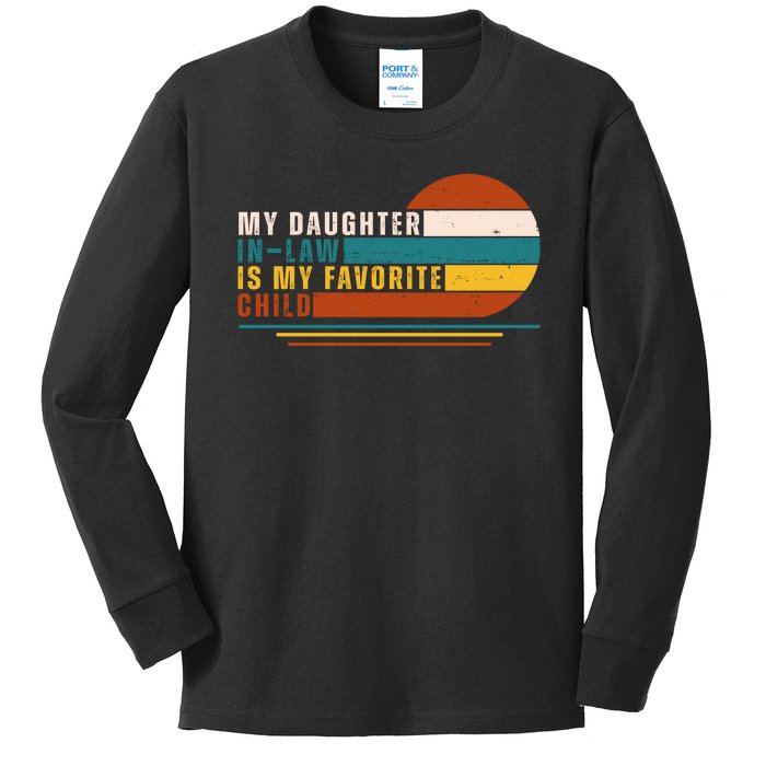 My Daughter In Law Is My Favorite Child Retro Sunset Kids Long Sleeve Shirt