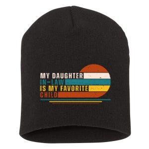 My Daughter In Law Is My Favorite Child Retro Sunset Short Acrylic Beanie