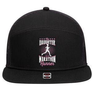 My Daughter Is A Marathon Runner Proud Mom Dad Cute Gift 7 Panel Mesh Trucker Snapback Hat