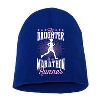 My Daughter Is A Marathon Runner Proud Mom Dad Cute Gift Short Acrylic Beanie