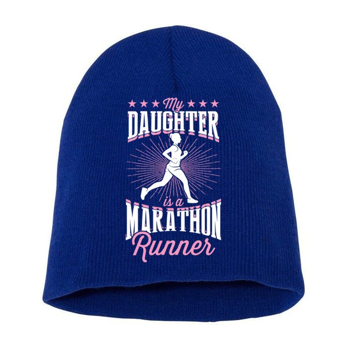 My Daughter Is A Marathon Runner Proud Mom Dad Cute Gift Short Acrylic Beanie