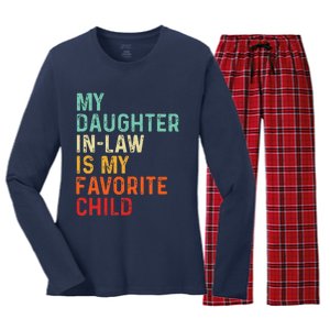 My Daughter In Law Is My Favorite Child Father's Day in Law Women's Long Sleeve Flannel Pajama Set 