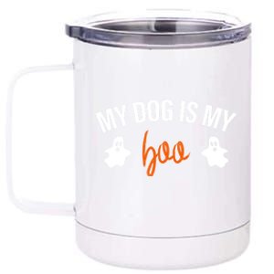 My Dog Is My Boo Funny Dog Owner Halloween Costume Pajamas Gift 12 oz Stainless Steel Tumbler Cup