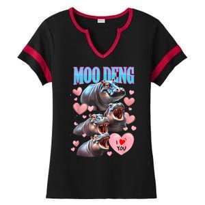 Moo Deng I Love You Pygmy Hippopotamus Ladies Halftime Notch Neck Tee