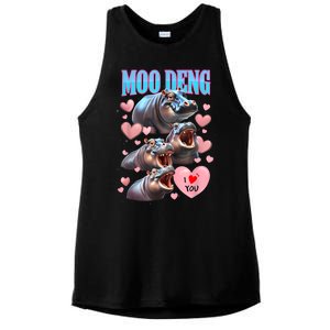 Moo Deng I Love You Pygmy Hippopotamus Ladies PosiCharge Tri-Blend Wicking Tank