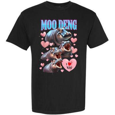 Moo Deng I Love You Pygmy Hippopotamus Garment-Dyed Heavyweight T-Shirt