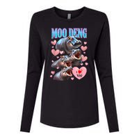 Moo Deng I Love You Pygmy Hippopotamus Womens Cotton Relaxed Long Sleeve T-Shirt