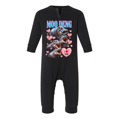 Moo Deng I Love You Pygmy Hippopotamus Infant Fleece One Piece