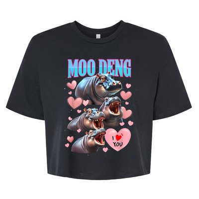 Moo Deng I Love You Pygmy Hippopotamus Bella+Canvas Jersey Crop Tee