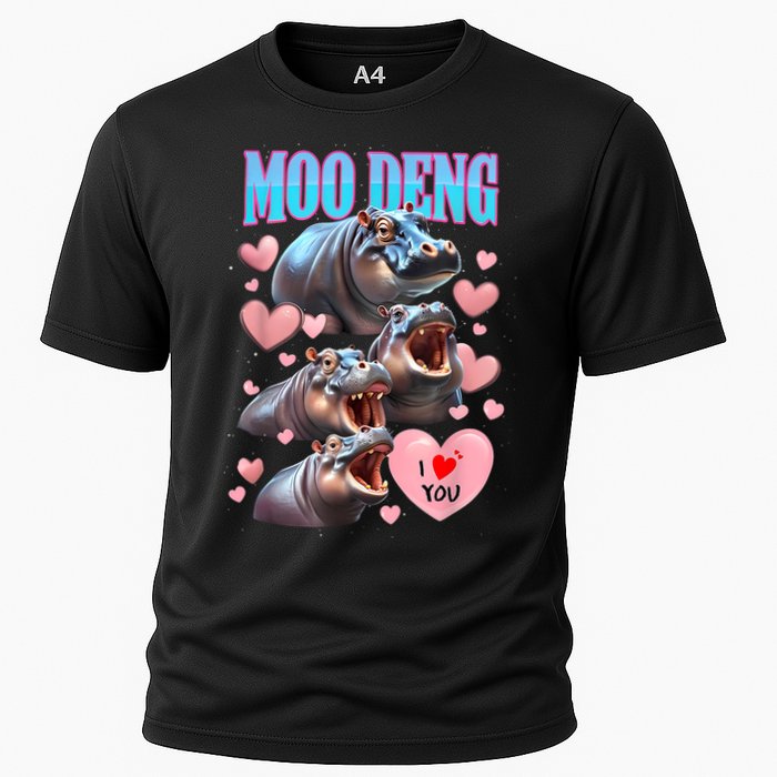 Moo Deng I Love You Pygmy Hippopotamus Performance Shirt