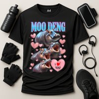 Moo Deng I Love You Pygmy Hippopotamus Performance Shirt