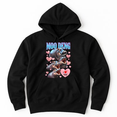 Moo Deng I Love You Pygmy Hippopotamus Hoodie