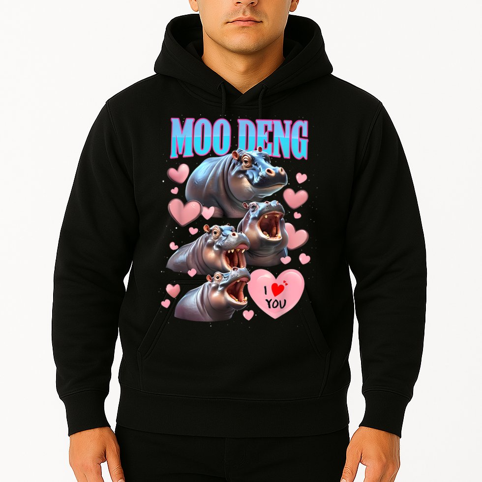 Moo Deng I Love You Pygmy Hippopotamus Hoodie