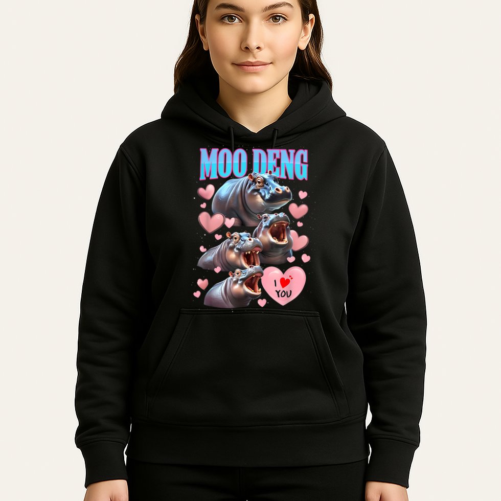 Moo Deng I Love You Pygmy Hippopotamus Hoodie