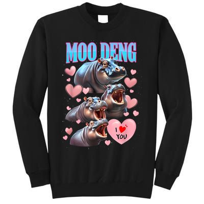Moo Deng I Love You Pygmy Hippopotamus Sweatshirt