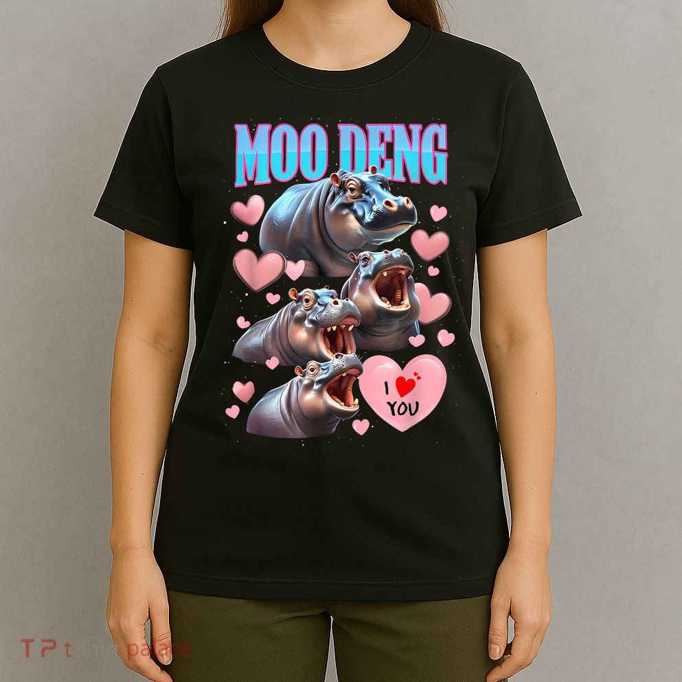 Moo Deng I Love You Pygmy Hippopotamus T-Shirt