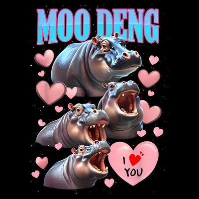 Moo Deng I Love You Pygmy Hippopotamus T-Shirt