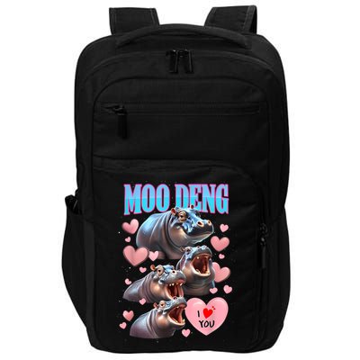 Moo Deng I Love You Pygmy Hippopotamus Impact Tech Backpack