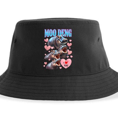Moo Deng I Love You Pygmy Hippopotamus Sustainable Bucket Hat