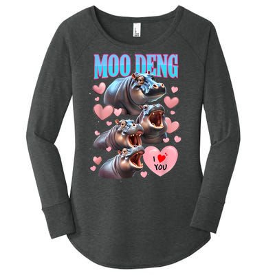 Moo Deng I Love You Pygmy Hippopotamus Women's Perfect Tri Tunic Long Sleeve Shirt