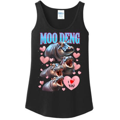 Moo Deng I Love You Pygmy Hippopotamus Ladies Essential Tank