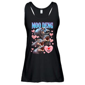 Moo Deng I Love You Pygmy Hippopotamus Ladies Essential Flowy Tank