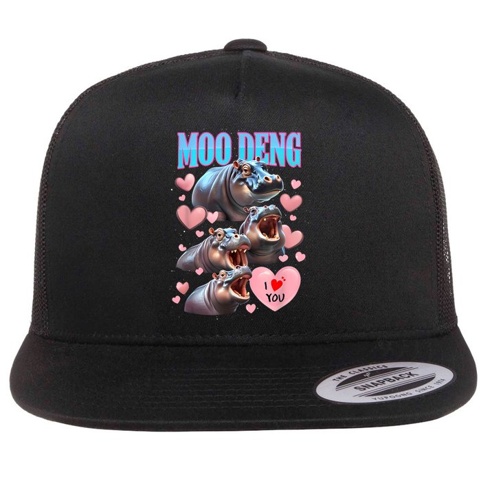 Moo Deng I Love You Pygmy Hippopotamus Flatbill Hat