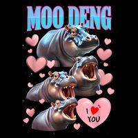 Moo Deng I Love You Pygmy Hippopotamus Flatbill Hat