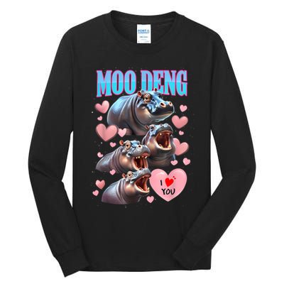 Moo Deng I Love You Pygmy Hippopotamus Tall Long Sleeve T-Shirt