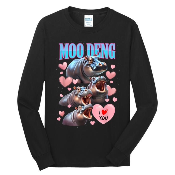 Moo Deng I Love You Pygmy Hippopotamus Tall Long Sleeve T-Shirt