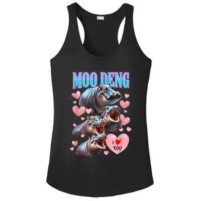 Moo Deng I Love You Pygmy Hippopotamus Ladies PosiCharge Competitor Racerback Tank