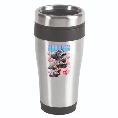 Moo Deng I Love You Pygmy Hippopotamus 16oz Travel Tumbler
