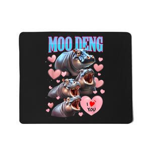 Moo Deng I Love You Pygmy Hippopotamus Mousepad