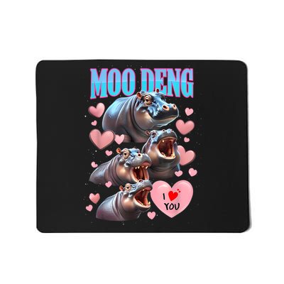 Moo Deng I Love You Pygmy Hippopotamus Mousepad