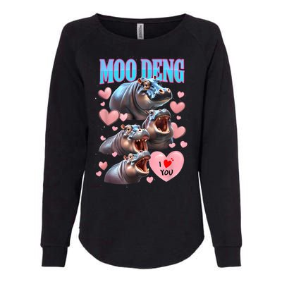 Moo Deng I Love You Pygmy Hippopotamus Womens California Wash Sweatshirt