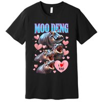 Moo Deng I Love You Pygmy Hippopotamus Premium T-Shirt
