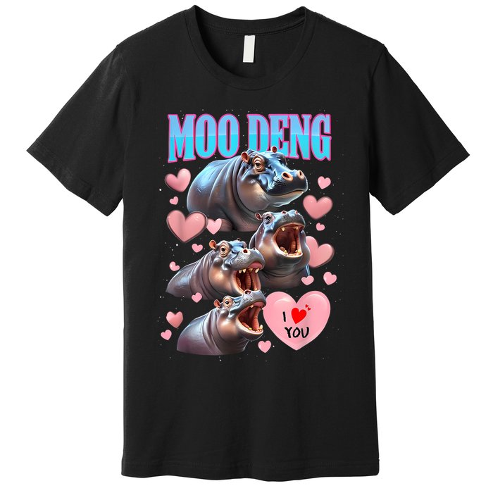 Moo Deng I Love You Pygmy Hippopotamus Premium T-Shirt