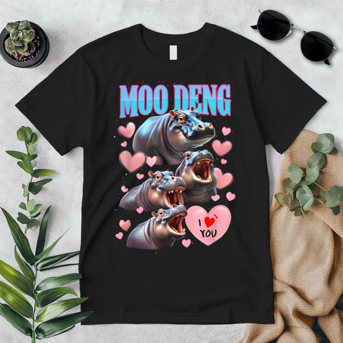 Moo Deng I Love You Pygmy Hippopotamus Premium T-Shirt