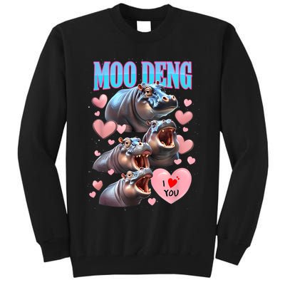 Moo Deng I Love You Pygmy Hippopotamus Tall Sweatshirt