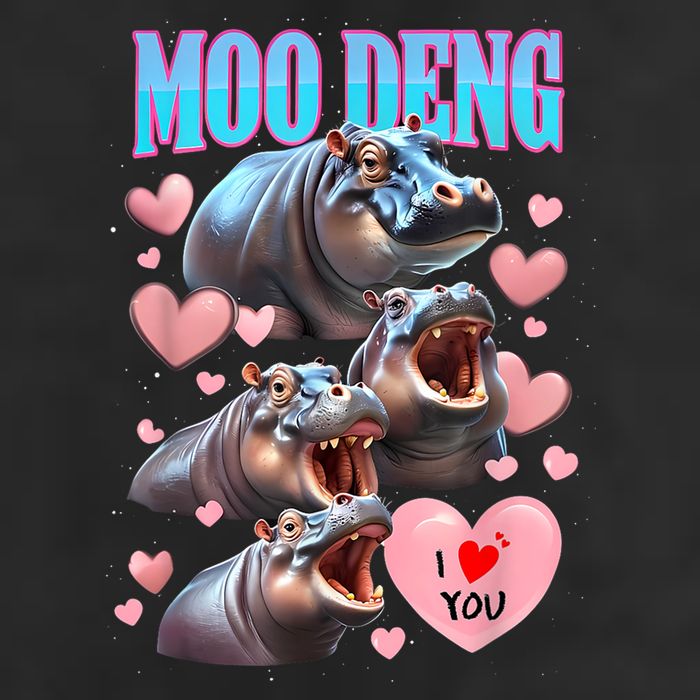 Moo Deng I Love You Pygmy Hippopotamus 25L Jumbo Tote