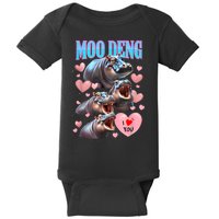 Moo Deng I Love You Pygmy Hippopotamus Baby Bodysuit